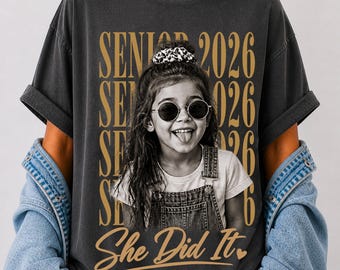 Vintage Graduation Shirt, Custom Senior 2026 Shirt with Childhood Photo,Retro graduation gift  Personalized Senior Tee, Class of 2026