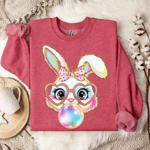 Floral Blue Bunny Sweatshirt Toile De Jouy bunny shirt Chinoiserie Blue Easter Bunny Shirt, Cute Blue Ribbon Easter shirt for women