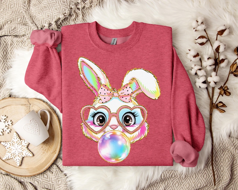 Floral Blue Bunny Sweatshirt Toile De Jouy bunny shirt Chinoiserie Blue Easter Bunny Shirt, Cute Blue Ribbon Easter shirt for women