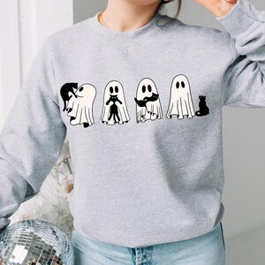 Ghost Cat Shirt, Comfort Colors® Cat Ghost T-Shirt, Cute Cat Lovers Shirt, Retro Ghost Halloween, Halloween Cat T-shirt, Spooky Season Gift