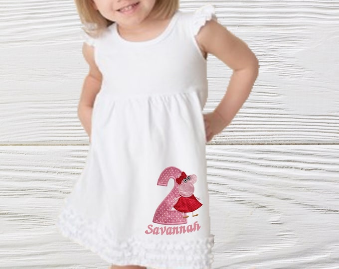 Girl Peppa pig  pullover dress | Peppa Pig  birthday dress | Toddler Peppa birthday dress |  Personalized  girls dress