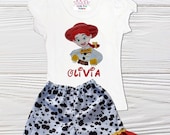 Jessie Toy Story Embroidered Shorts Outfit | Girl Birthday Shorts Outfit | Toy Story Jessie set Il_170x135