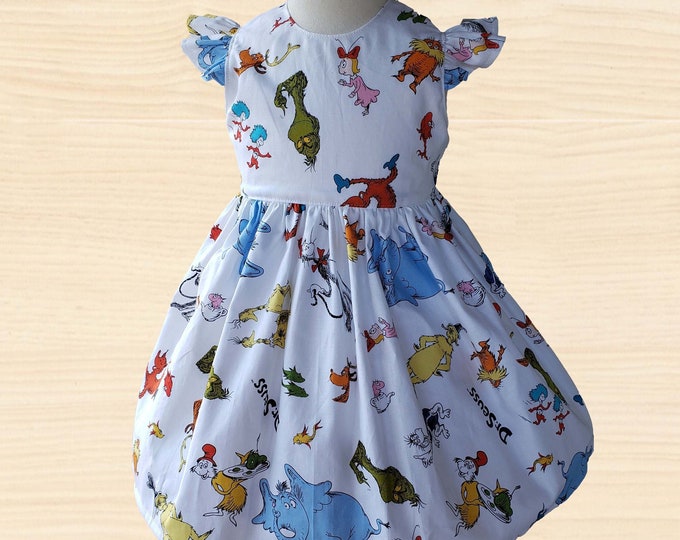 Cat in the Hat Girls dress | Dr Seuss Girls Dress | Girls Birthday Dress | Girls Dress | Baby Girl Cat in the Hat Dress Hand Made dress