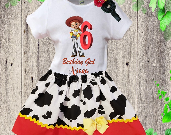 TOY STORY BIRTHDAY outfit - Girls Jessie birthday dress - Personalized Toy Story Jessie outfit - Little girls  dress