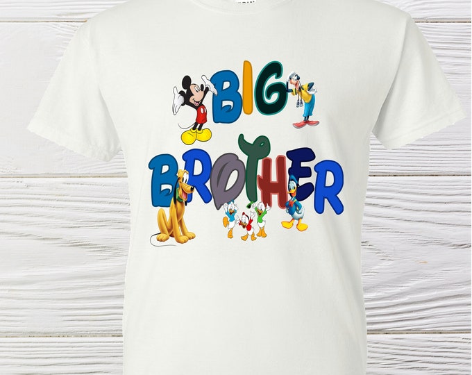 Boys big brother mickey shirt. mickey and friends big brother shirts. custom big brother boys shirts.