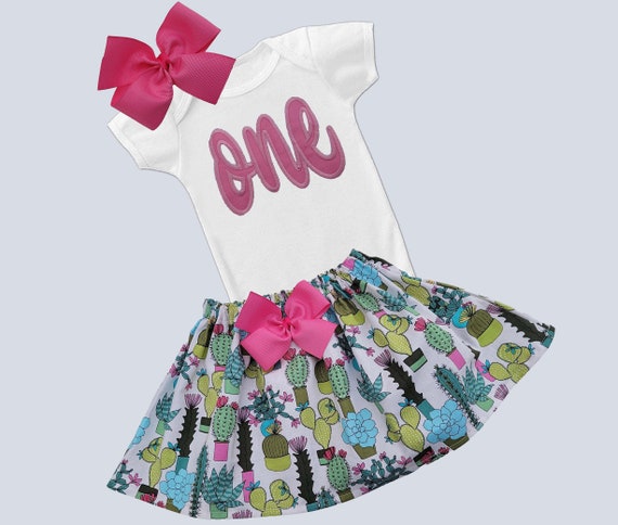 First birthday Cactus girls outfit | Girls birthday Outfit | Girls age shirt skirt set | Girls Onesie Birthday Outfits Il_570xn