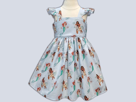 Princess Ariel Moana Dress, Moana Little Mermaid Birthday dress, Disney Moana & Ariel Dress, Mermaid Toddler Dress, Girls Disney Dress Il_570xn
