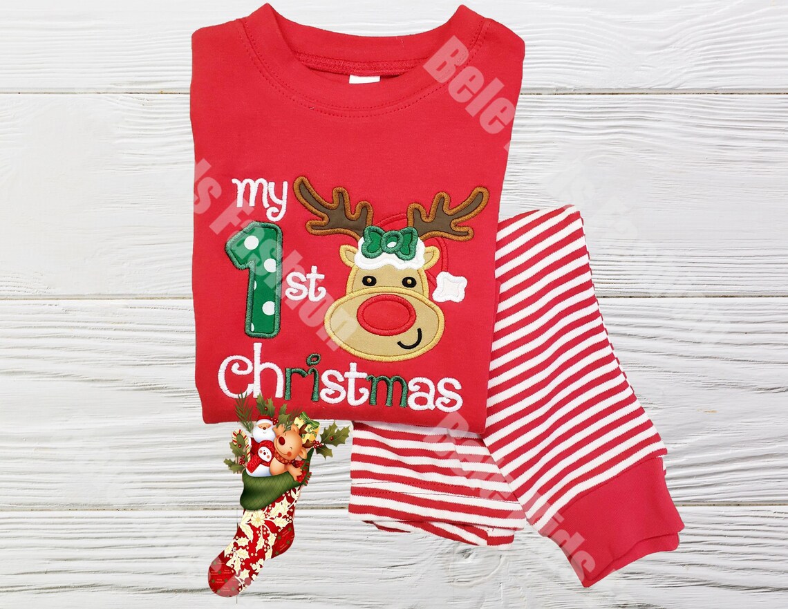 First Christmas pajamas Red and White baby Christmas pajamas Etsy