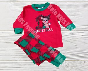Pyjama Noël Enfant Garçon Fille 1-14 Ans - Ensemble Manches Longues + Pantalon - 100% Coton, Motifs Festifs