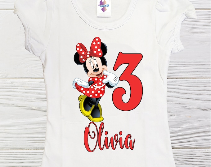 Minnie birthday shirt - - girl minnie mouse shirt -  disney minnie personalized girl shirt -  graphic shirts - girls minnie shirts