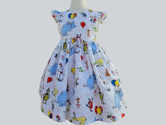 Cat in the Hat Girls dress, Girls Dress, Girls Birthday Dress, Hand Made Girls Dress, Baby Girl Cat in the Hat dress Il_570xn