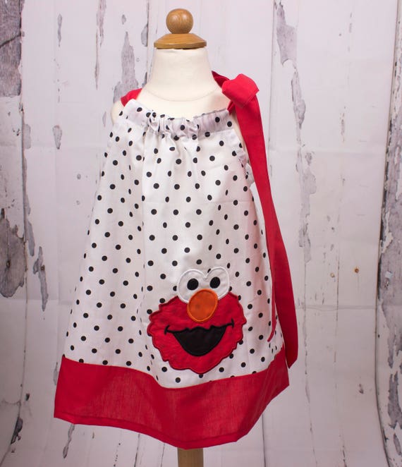 Elmo Pillow Case Dress Sesame Street Elmo Birthday Dress Polka Etsy