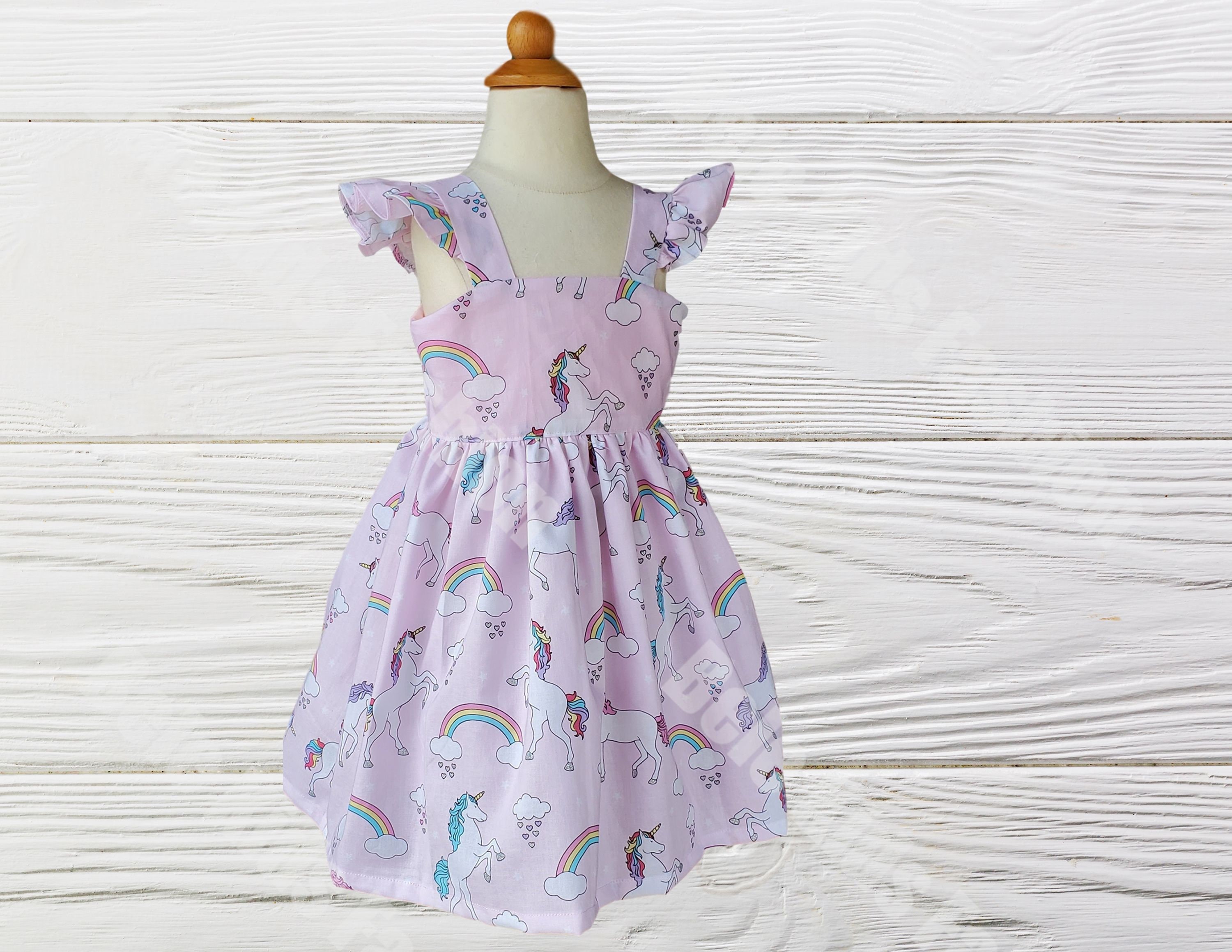 UNICORN GIRL DRESS Toddler Girl Dress Ruffle Sleeve Dress Etsy