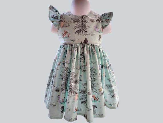 Winnie The Pooh Girls Dress, Classic Winnie Pooh Girls Birthday Dress, Birthday dress, Girls dress, Pooh Girls Hand Made dress Il_570xn