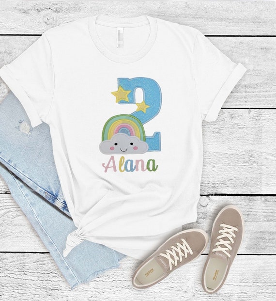 Rainbow Birthday Shirt, Toddler Rainbow Shirt, Personalized Girls Rainbow T-Shirt, Girls Rainbow and Clouds Shirt Il_570xn