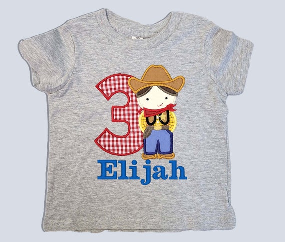 Cowboy Birthday shirt, Birthday Personalized boys shirt, Cowboy embroider t-shirt Il_570xn