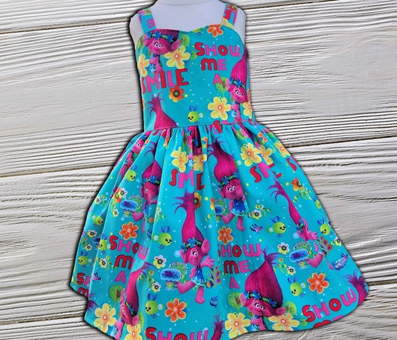 Troll dress, Birthday Poppy Dress, Poppy from Troll Dress, Troll Girls Dress, Toddler Troll Dress, Summer Poppy from Troll dress Il_570xn