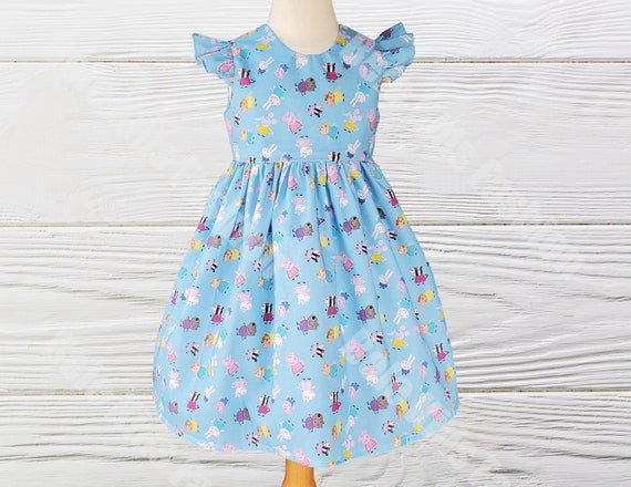 PEPPA PIG DRESS | Peppa Girls dress | Girls Peppa Pig dress | Party Dress | Girl Peppa Pig birthday dress | Blue Peppa Pig Girls dress Il_570xn