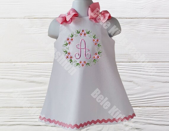 Monogram Girls Dress First Birthday Dress Personalized Baby