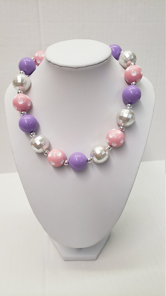 CHUNKY BUBBLE GUM Necklace - Pink Bubblegum Necklace - Girl Chunky Necklace -Birthday Toddler Necklace - Elastic Necklace- Baby Necklace Il_570xn