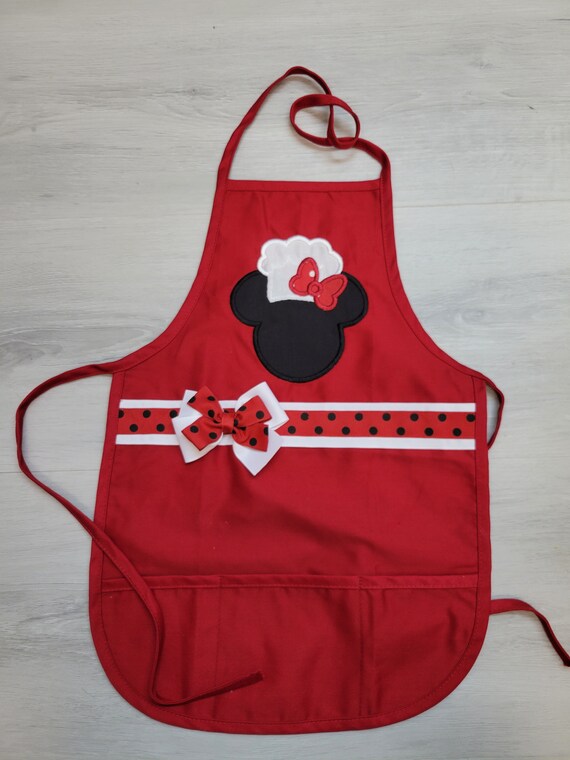 Kids Personalized Minnie Mouse Chef Apron, Kids Apron, Red Minnie Apron, Disney Apron, Birthday Party Favors, Birthday Apron Il_570xn