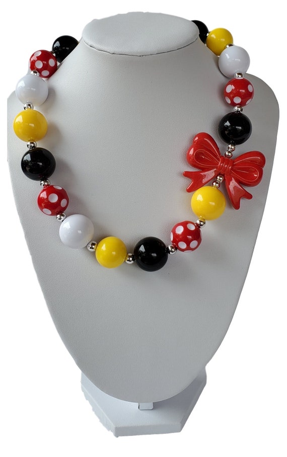 CHUNKY NECKLACE - Minnie Chunky Bubble Gum Necklace -Baby Girl Necklace- Minnie Birthday Necklace - Toddler Chunky Necklace- Girl Jewelry- Il_570xn