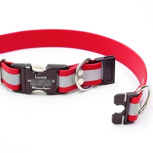 Reflective Biothane® BREAKAWAY Safety Dog Collar | Cherry Red | Adjustable | Waterproof | MADE to ORDER | Vegan Leather