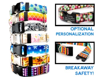 BREAKAWAY Dog Collar - Choose any Print! Optional Personalized ID buckle | dozens of designs | 4 widths | all sizes