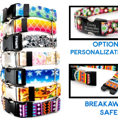 BREAKAWAY Dog Collar Choose Any Print Optional Personalized Etsy