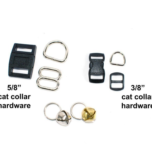 BREAKAWAY Cat Collar Hardware Kit - D rings, buckle, slide, bell