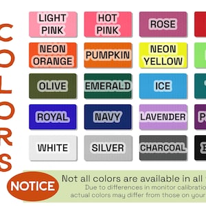 a bunch of different colored labels on a white background