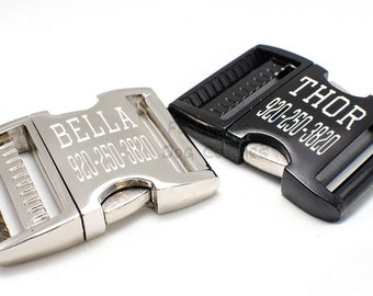 Engraved ID Buckles - personalized dog collar ID metal buckles
