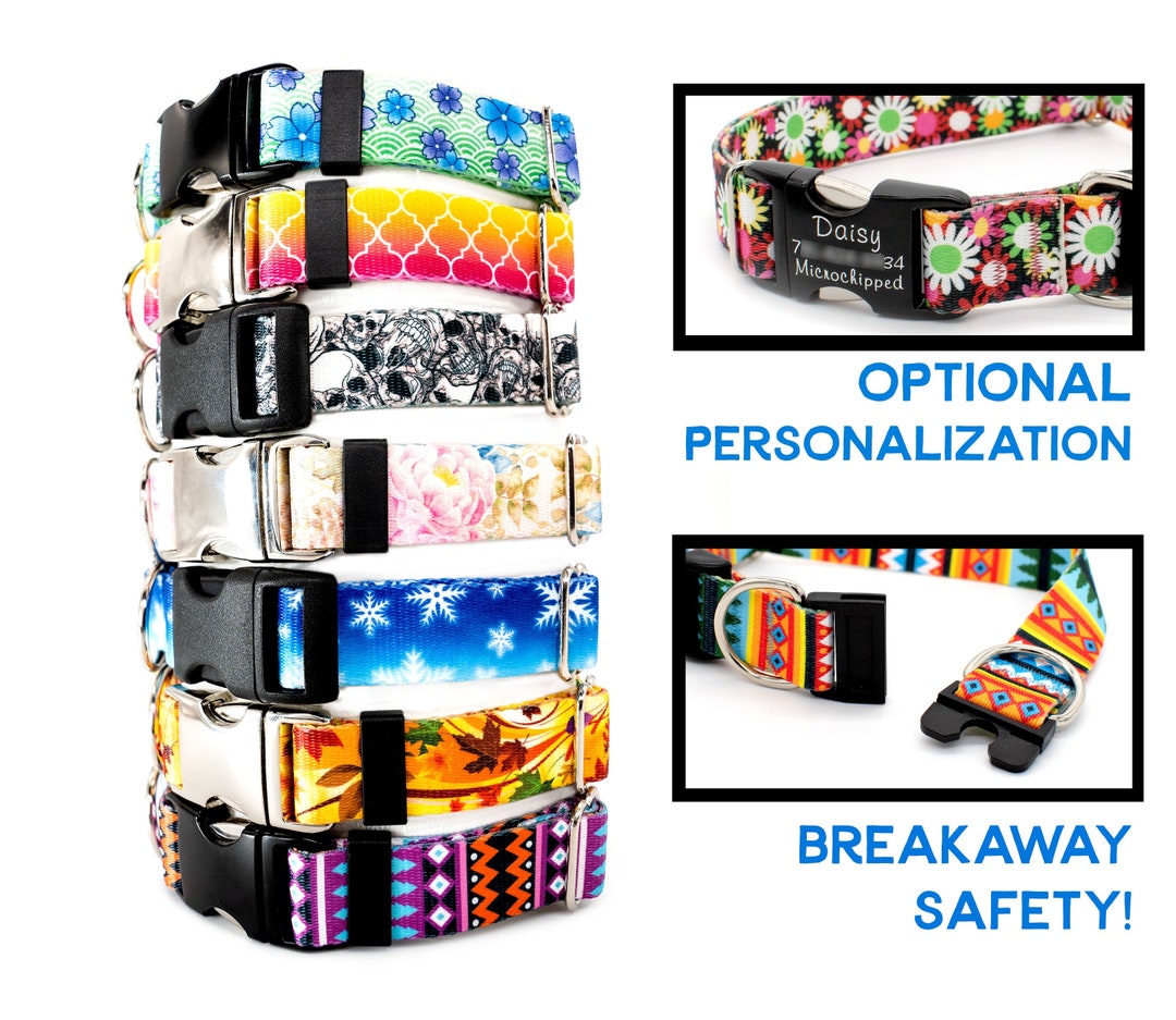 BREAKAWAY Dog Collar Choose Any Print Optional Personalized - Etsy