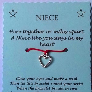 Niece Wish Bracelet, Niece Gift, Niece Charm bracelet, Niece Bracelet, Niece Jewelry, Gift for Niece, Heart Charm Bracelet, Keepsake image 4