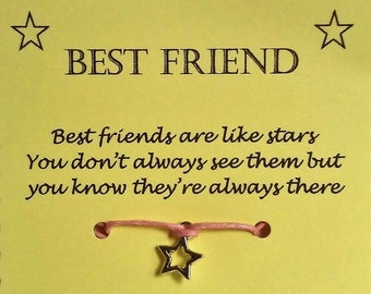 Best Friends are like Stars Wish Bracelet keepsake gift, Friendship bracelet, Gift For Her, Charm Bracelet, BFF gift, stocking filler