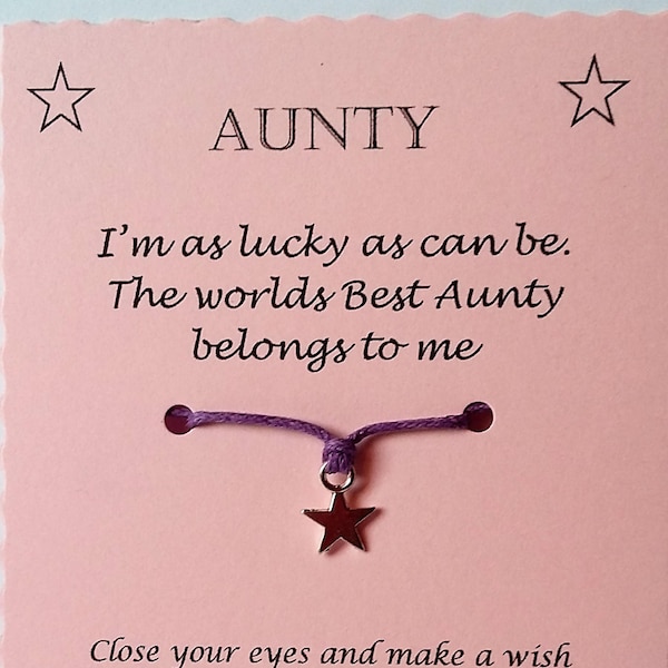 Aunty Auntie Aunt Wish Bracelet keepsake gift for her
