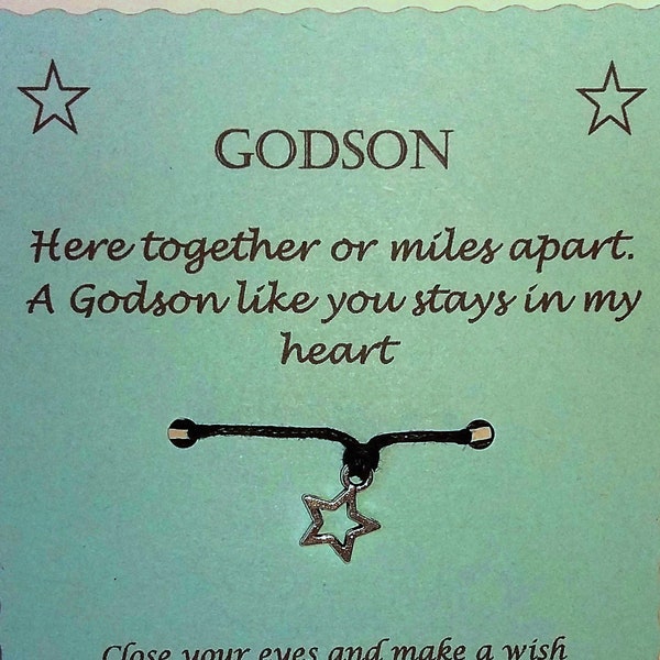 Godson Wish String Bracelet Keepsake Gift, Godson Gift, Godchild Gift, Gift for Godson, Godson jewellery, Godson Bracelet, Male Jewellery,