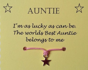 Auntie Aunt Aunty Wish Bracelet Keepsake Gift