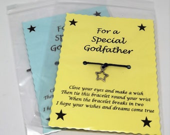 Special Godfather Wish Bracelet, Keepsake for Godfather, Star Charm Jewellery, Gift For Him, Godfather Stocking filler stuffer