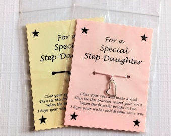 Special Step-Daughter Wish Bracelet, Heart Charm Jewellery, Keepsake for Step-Daughter , Gift For Her, Step-Daughter Stocking filler stuffer