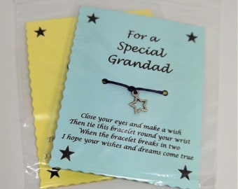 Special Grandad Wish Bracelet, Star Charm Jewellery, Keepsake for Grandad , Fathers Day Gift For Him, Grandad Stocking filler stuffer