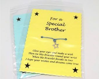 Special Brother Wish Bracelet, Star Charm Jewellery, Keepsake for Brother, Gift For Him, Brother Stocking filler stuffer