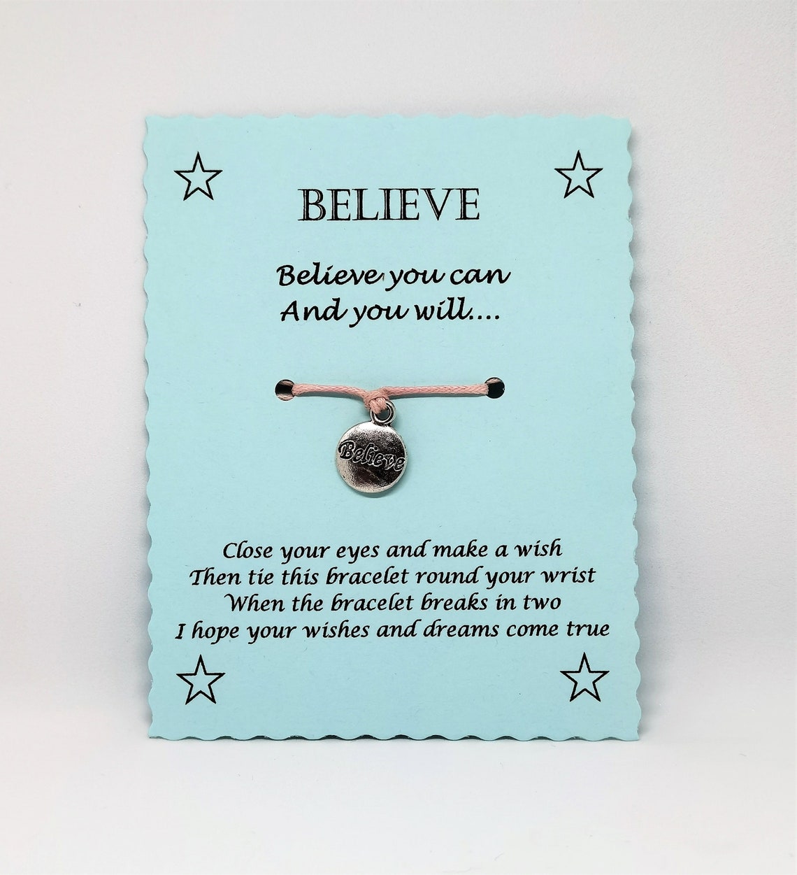 Believe Wish Bracelet Inspirational Quote Keepsake Gift Etsy