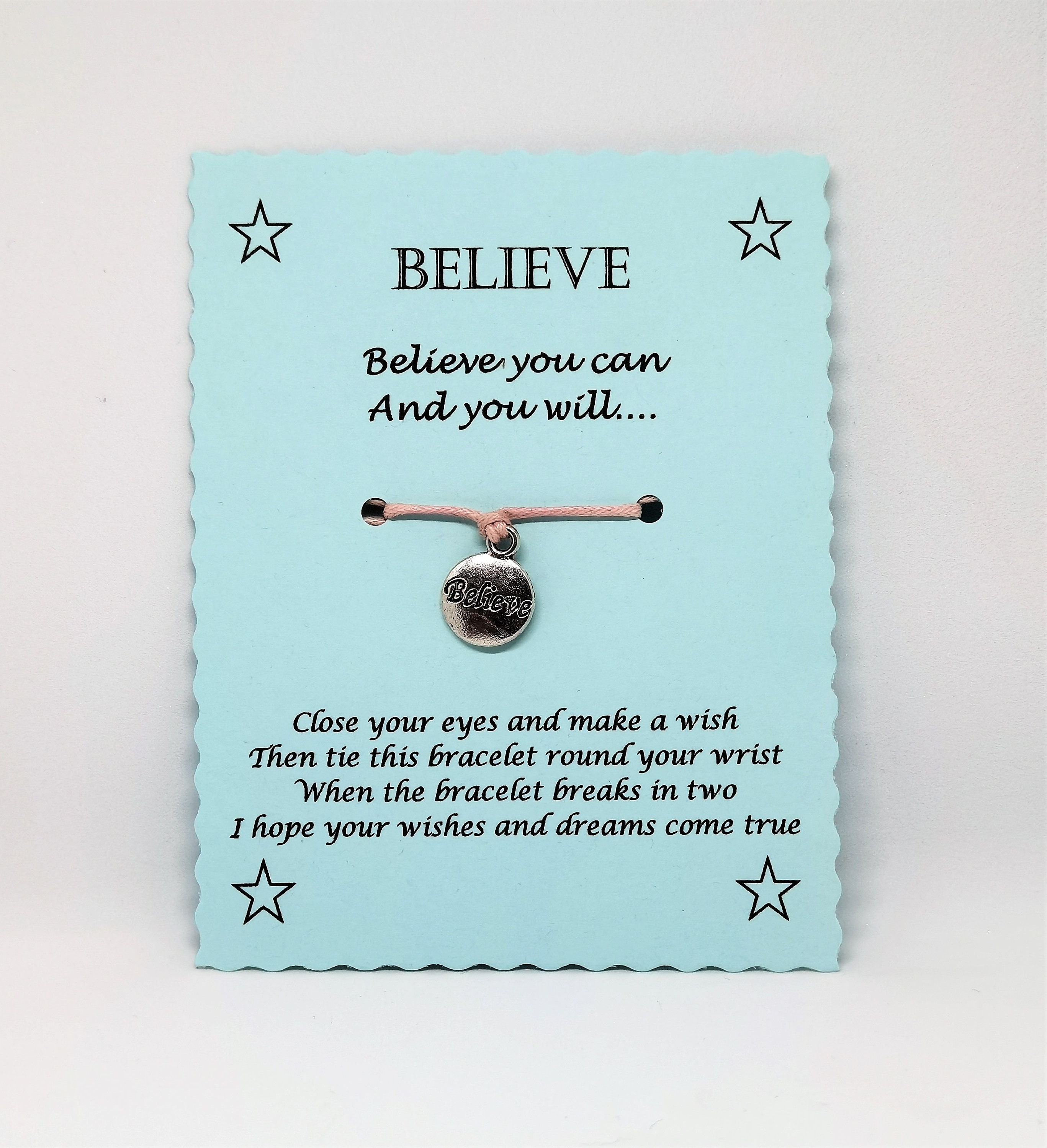 Believe Wish Bracelet Inspirational Quote Keepsake Gift Etsy