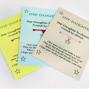 Step-Daughter Wish Bracelet Keepsake Card Gift image 1