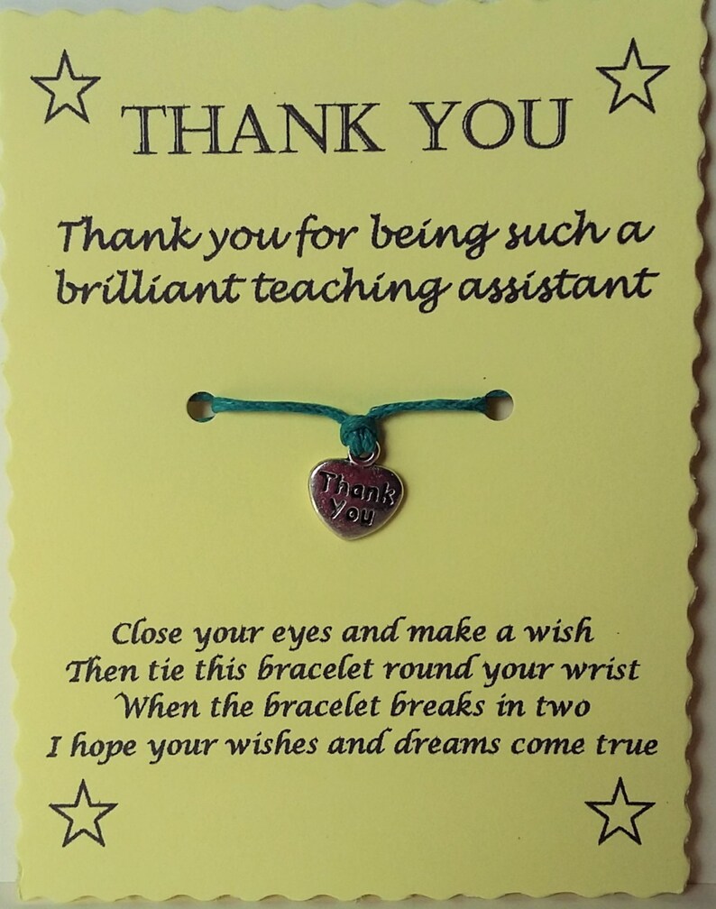 Teaching Assistant Thank You Keepsake Wish Bracelet Gift Etsy Ireland