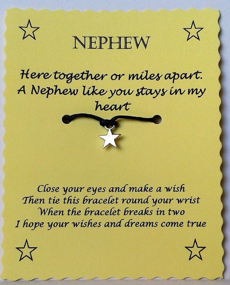 Charm bracelet Nephew Jewelry Nephew Gift Nephew Card Quotes Jewelry String Wish Bracelet Nephew Wish Bracelet Cord Wish Bracelet