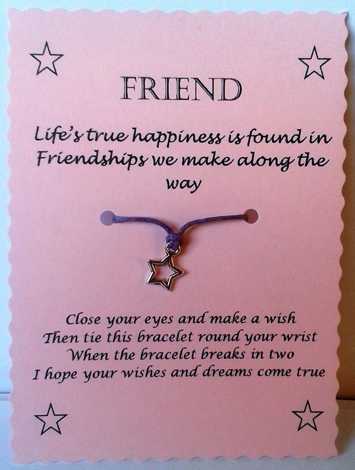 Friend Wish Bracelet Quote Keepsake Gift Etsy
