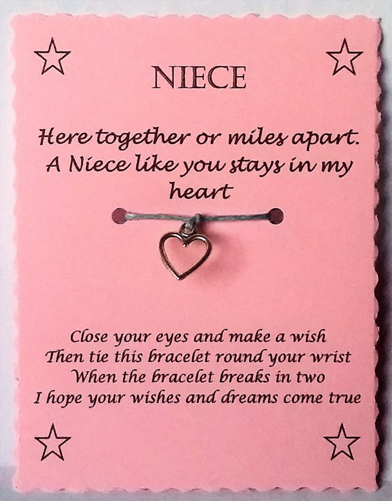 Niece Wish Bracelet, Niece Gift, Niece Charm bracelet, Niece Bracelet, Niece Jewelry, Gift for Niece, Heart Charm Bracelet, Keepsake image 6