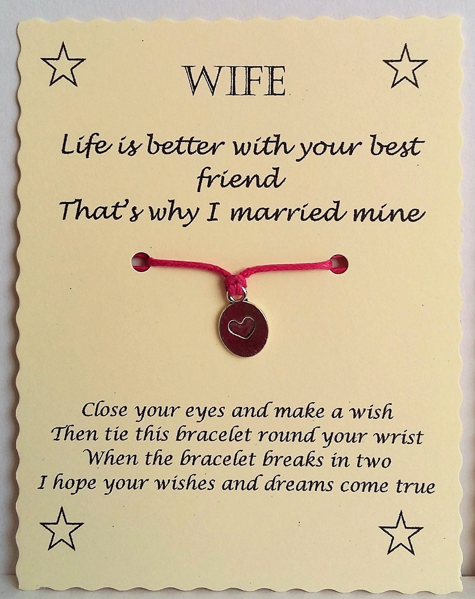 Wife Wish Bracelet Anniversary Keepsake Gift Etsy
